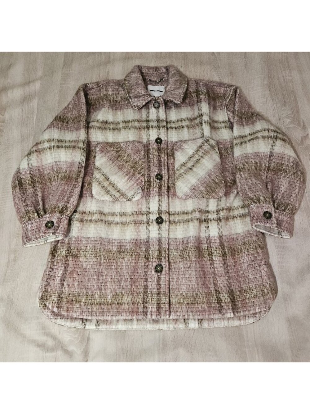Lucky Brand Size S Pink Plaid Oversized Shirt Style Jacket Shacket Womens